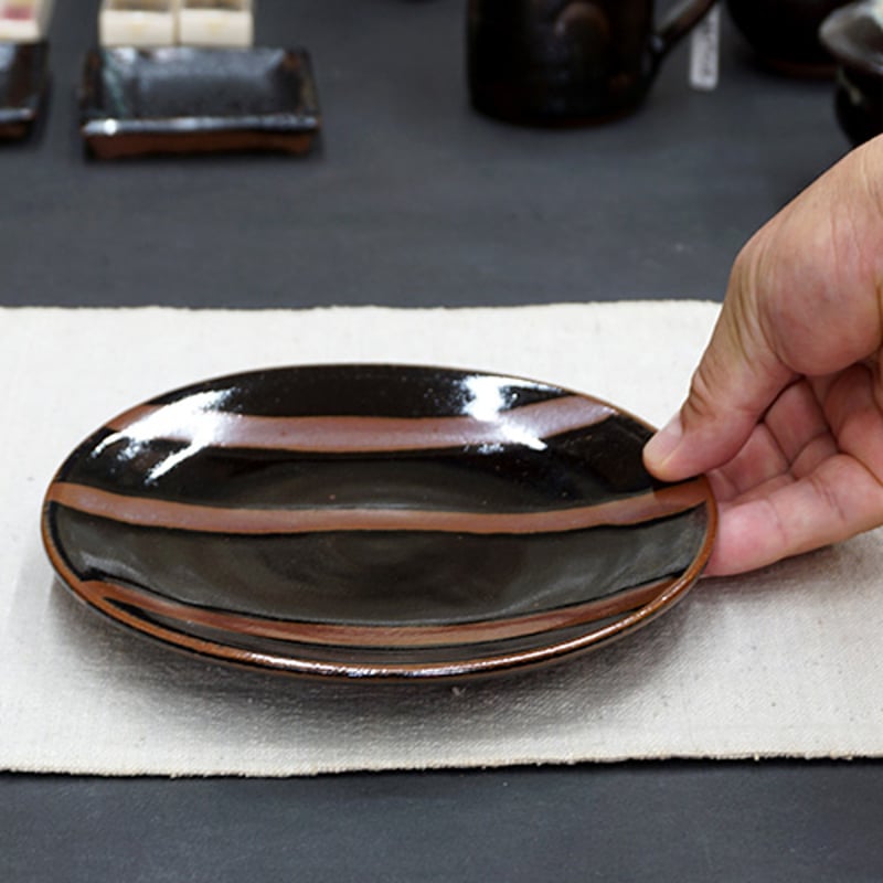 和食器 益子焼 大皿 18cm 柿釉 三流し | うつわの店 クラフトなかつか