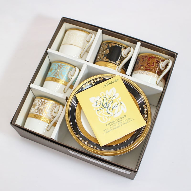 特選品 ノリタケ コーヒー碗皿アソート五客セット BONE CHINA ボーン