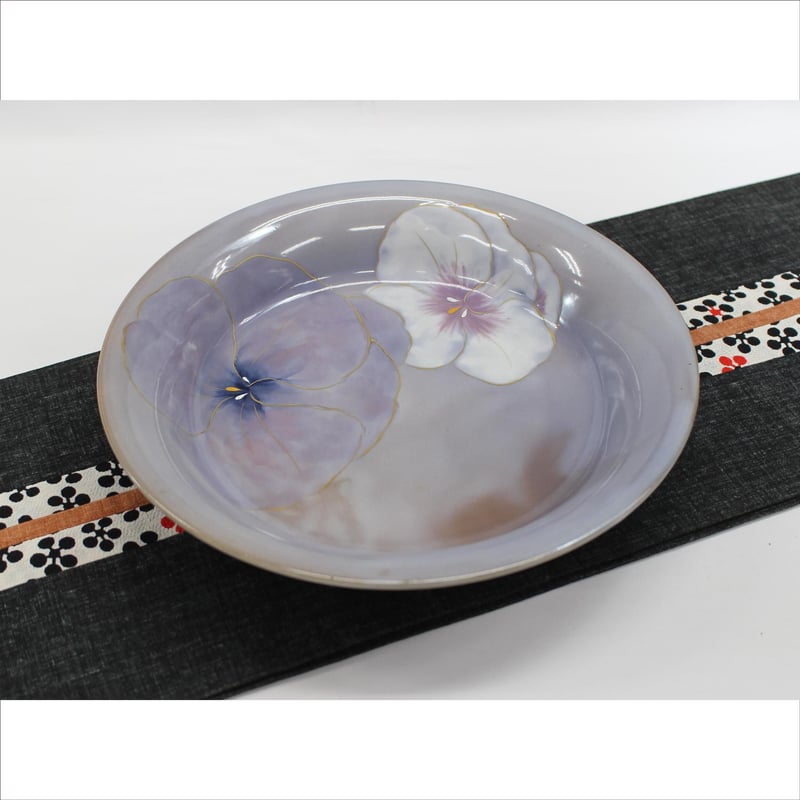 特選品 京都 京焼（清水焼） 土淵陶葊(どぶちとうあん)作 ☆パンジー八