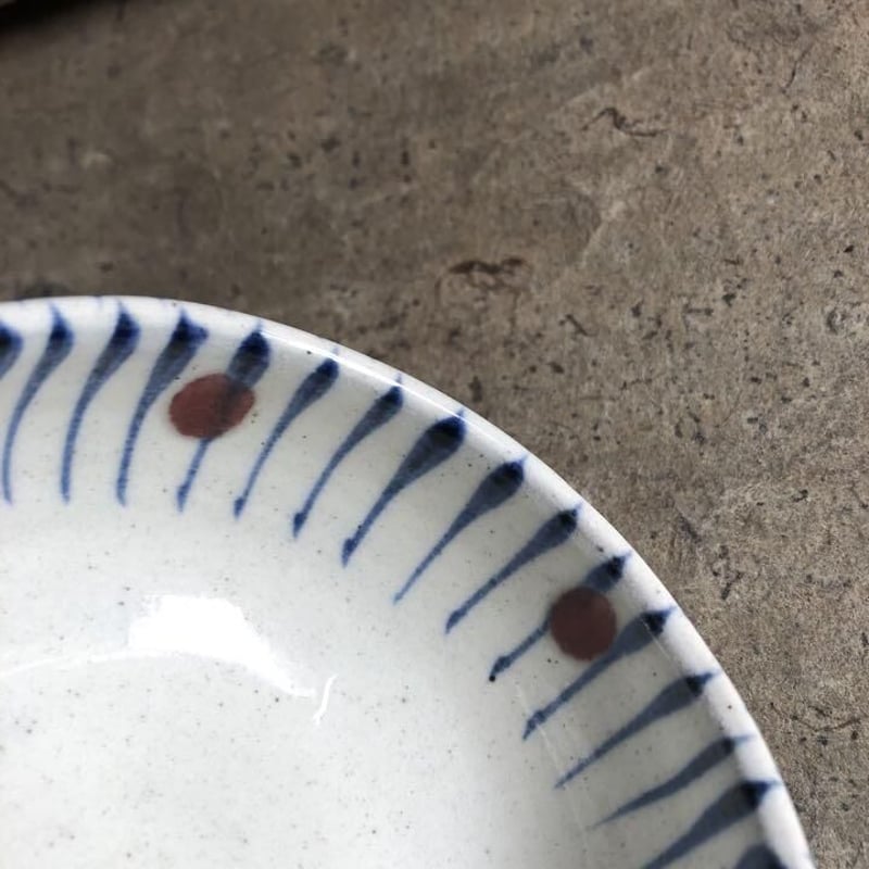 益子焼 粉引呉須十草高台鉢 | MatsuBokkuri