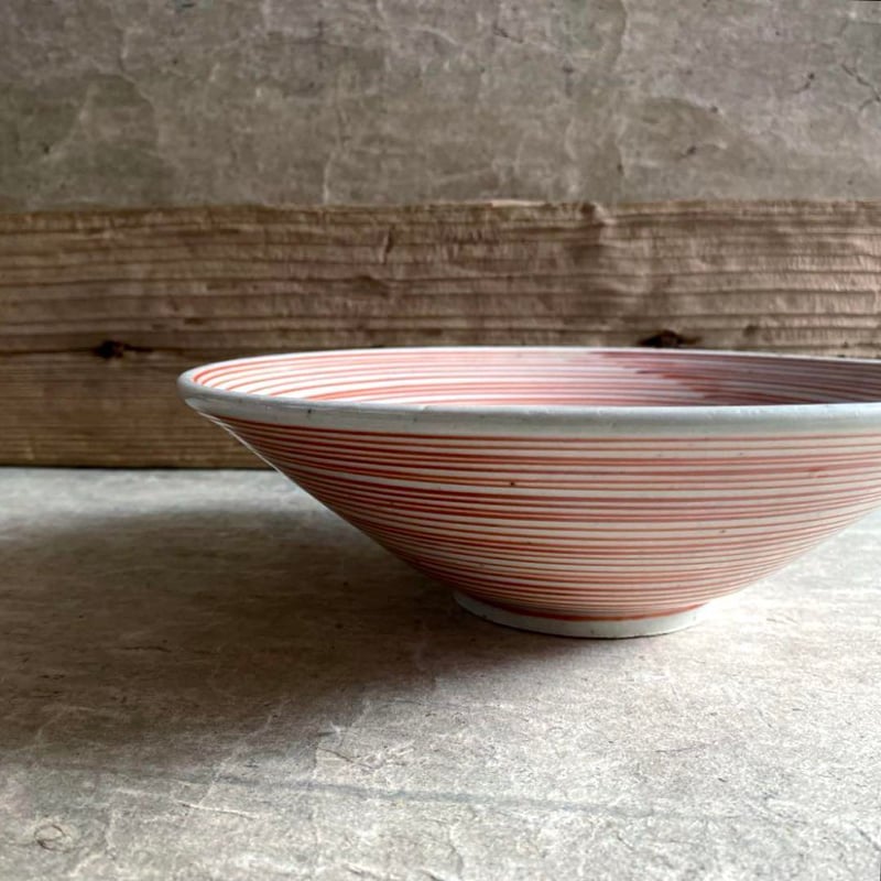 🔶SALE🔶岐阜 秀峰窯中垣連次 呉須獅子赤絵駒筋多用浅鉢（大