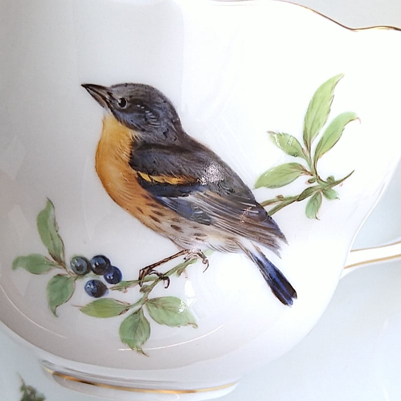 Meissenマイセン1970年頃ドイツの鳥コーヒーカップソーサー