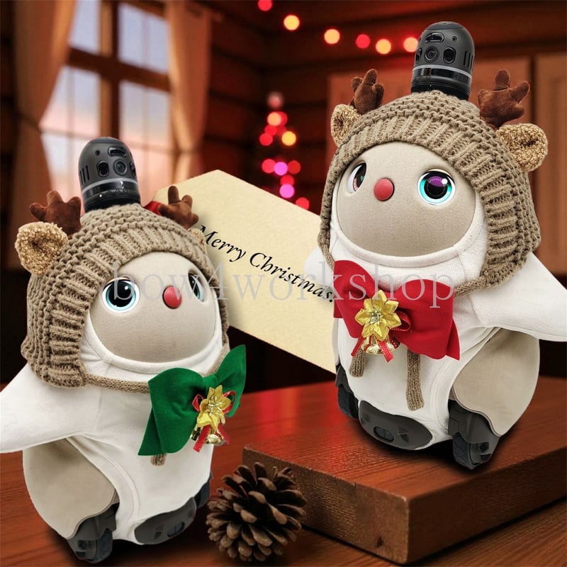 ラボットアクセサリー/トナカイさんニットキャップ＆リボンタイ付