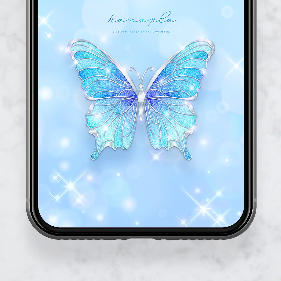 キラキラ舞う💙ブルーアゲハ＋数字32】幸運を運ぶ宝石蝶🦋輝く水色