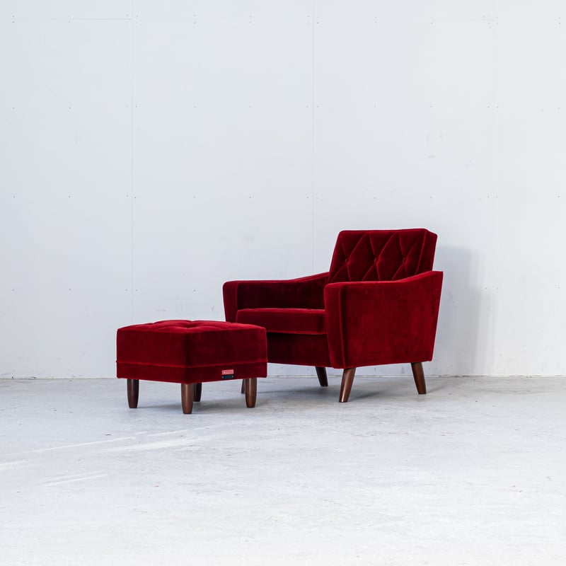 カリモク60 オットマン 名古屋プレミアムモケットレッド | 大須DECO by