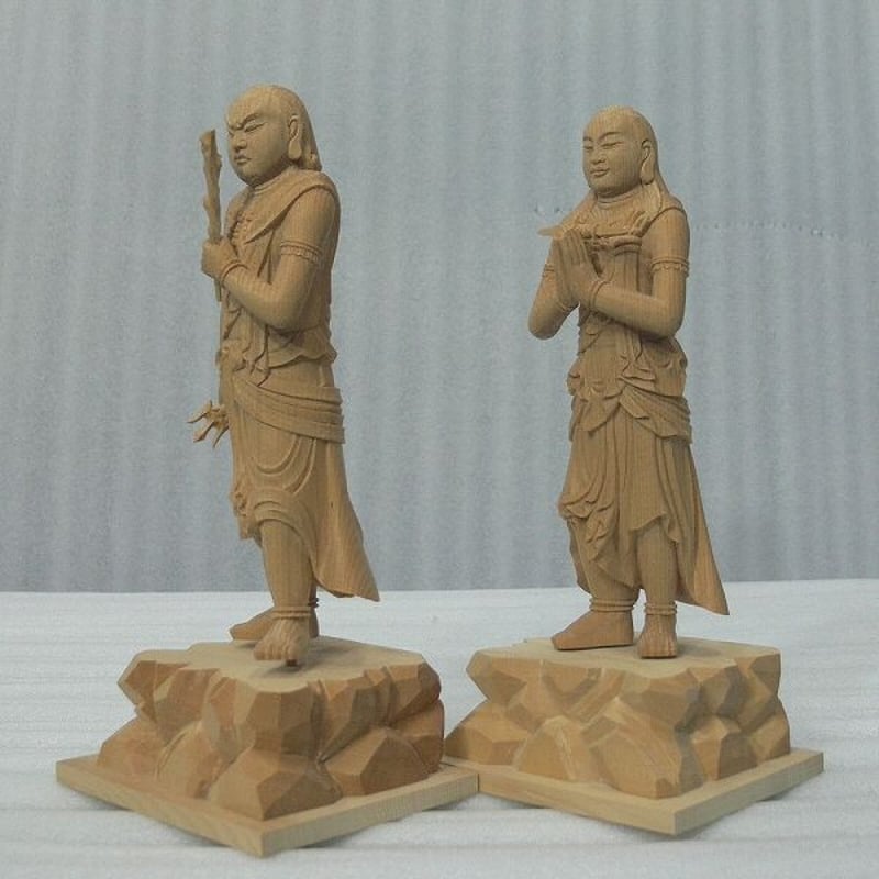 仏像☆ヒバ材 矜羯羅童子・制た迦童子 5.0寸立☆不動明王の脇侍 | お