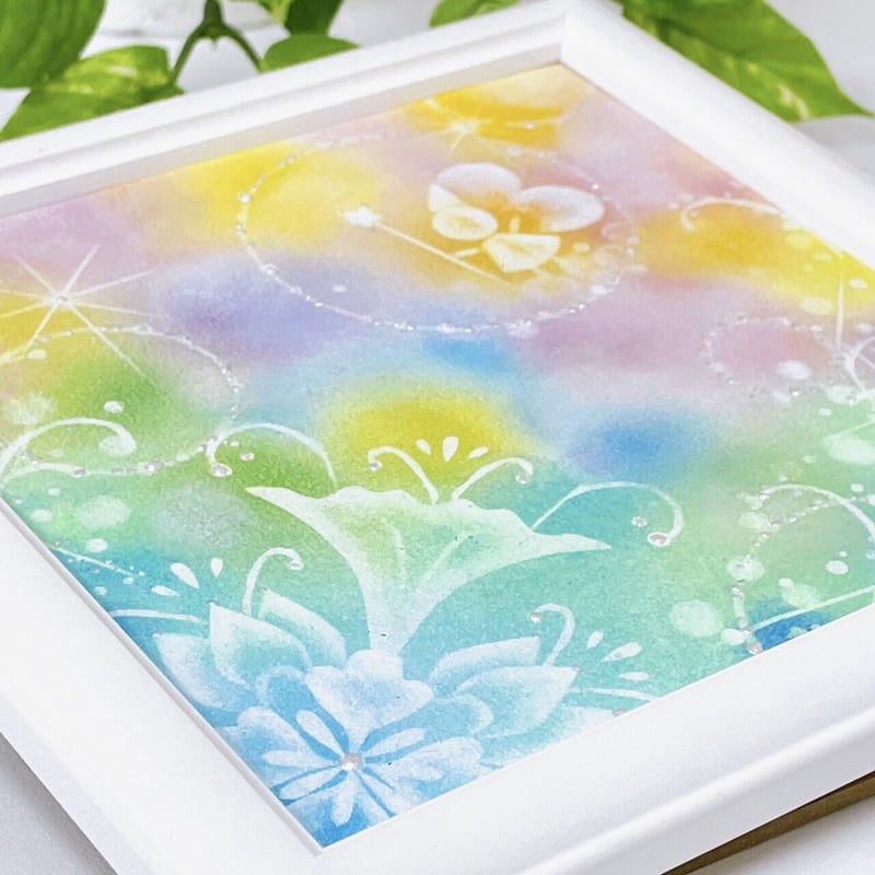 パステルアート│花と妖精～オーロラ～（原画15×15㎝） | Sowaka's GALLERY