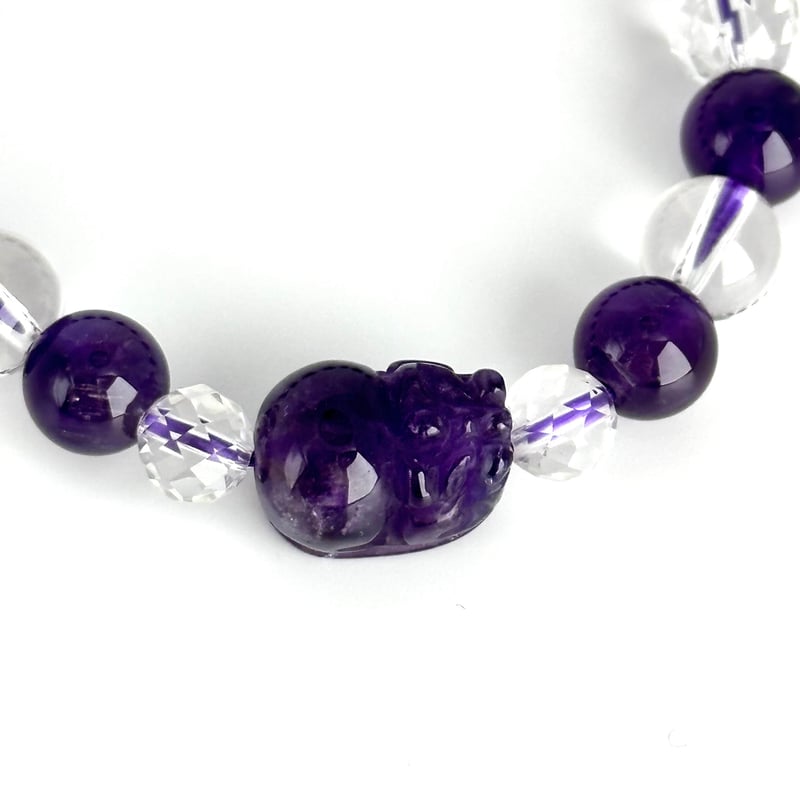 天然石ブレスレット/貔貅（ヒキュウ）付きアメジスト | ジュエリー春日