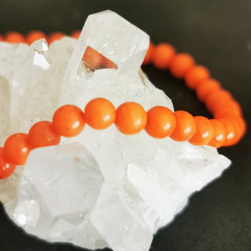 天然オレンジコーラル（珊瑚）ブレスレット/ シルバー925 | ジュエリー春日