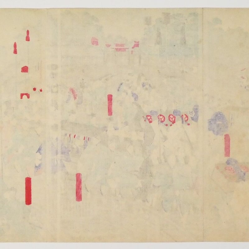 東洲勝月 温古東錦 正月十日諸侯上野霊廟へ参詣之図 三枚続/TOSHU