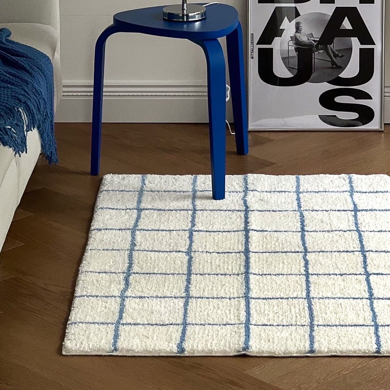 rug-03077 ブルー グラフチェック ラグ 80×120cm | ART OF BLACK