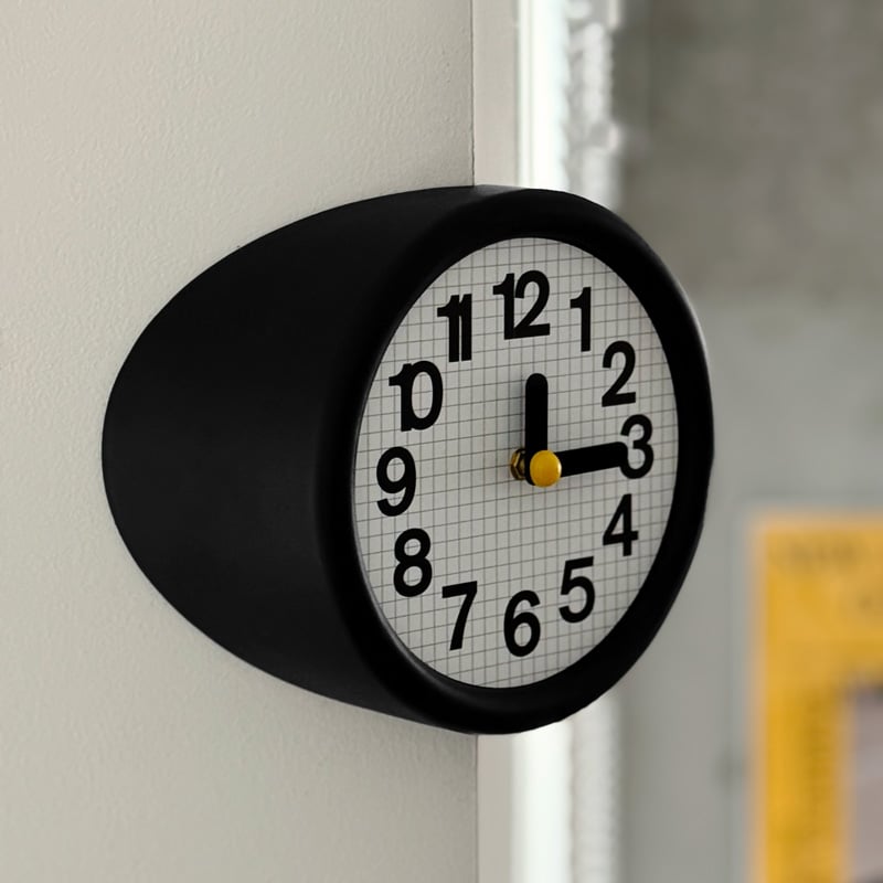 clock-03111 Black コーナー専用 ウォールクロック 壁掛け時計 静音