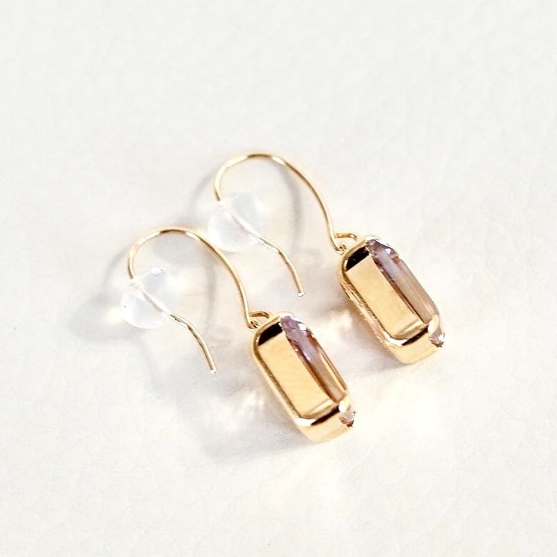 K18YG(イエローゴールド) アメトリン 一粒石 ピアス オクタゴンカット