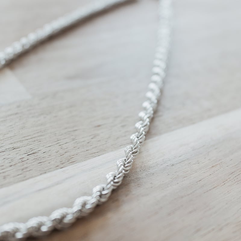 英国 1986年 ヴィンテージ】シルバー ロープチェーンネックレス ホール