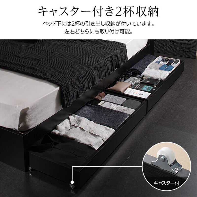 ベッド ブラック セミダブル ボンネルコイルマットレス付きds-2151012