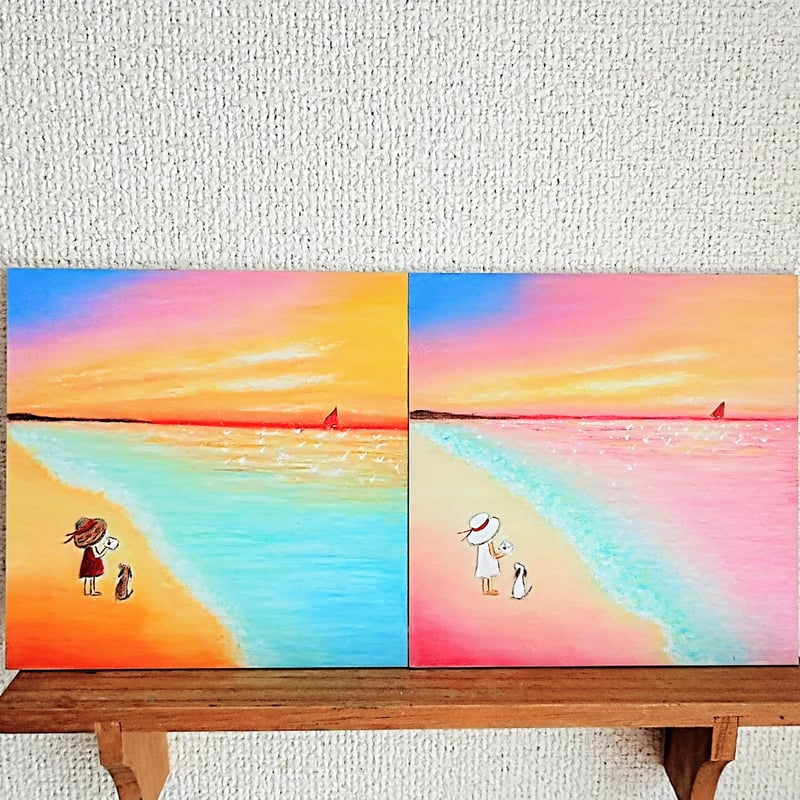 君の声が聞きたい・・ サンセットビーチ 夕焼けの夏空・海 【原画