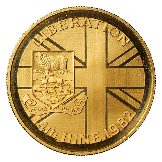 フォークランド諸島 50ペンス金貨 1982 フォークランド解放記念 発行