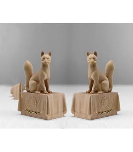 Amazon｜狐 一対 木製 きつね 稲荷大明神 お稲荷さん お稲荷様 稲荷神