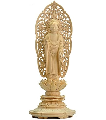 Amazon｜仏像 木彫り 置物 阿弥陀如来 立像【浄土宗・時宗】高級天然