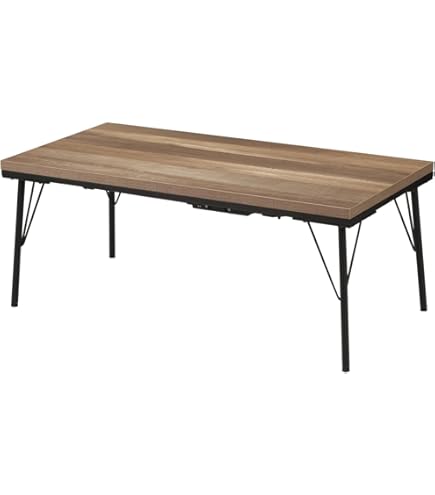 Amazon | 継ぎ脚付き古材風アイアンこたつテーブル ブルック ハイ