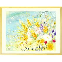 Amazon｜KAWAII ART 絵画 ミモザ インテリア 黄色い花 「春告ぐミモザ