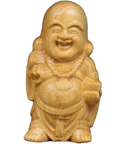 Amazon｜布袋様 仏像 木彫り 七福神 布袋さん 置き物 木製 ミニ 弥勒
