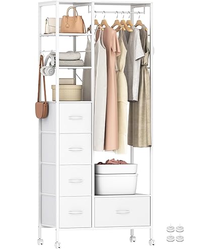 Amazon｜Nicehill ハンガーラック 引き出し付き 幅80奥行40高さ183cm