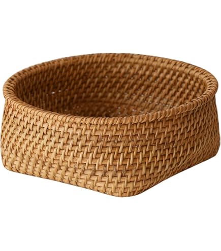 Amazon.co.jp: RIUKIU 天然籐の蔓かご 手作り籐の蔓編みかご 果物の