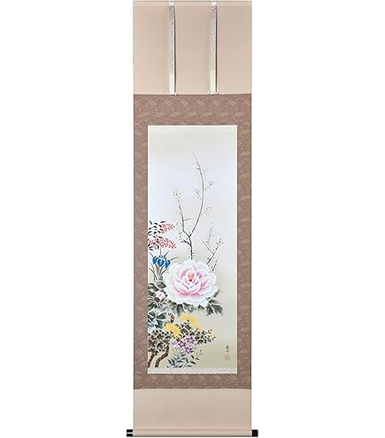 Amazon.co.jp: 10年保証 掛け軸 ミニ掛け軸 和風 花鳥画 冬掛け 椿