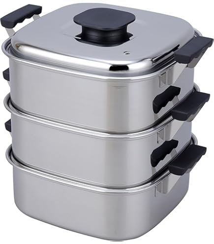 Amazon｜アカオアルミ 角型蒸器 36cm 二重 アルミニウム合金