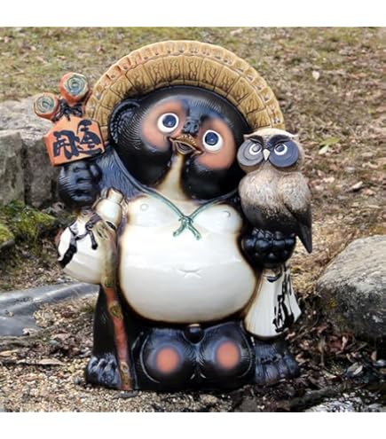 Amazon.co.jp: 信楽焼 【13号ふくろう・蛙付き狸 ta-0305】しがらき