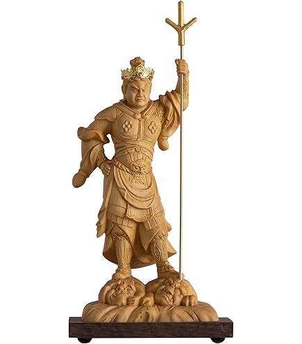 Amazon｜極小仏像 毘沙門天－高さ11.5cm 柘植（ツゲ）木製彫刻 多聞天