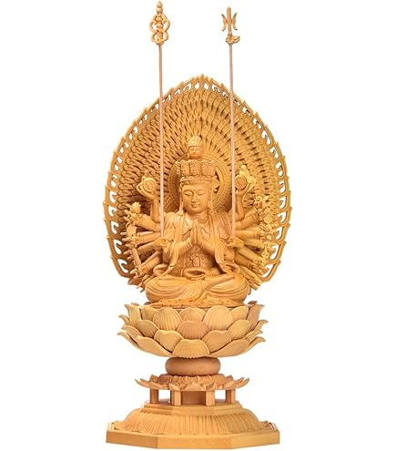 Amazon｜懐中仏 千手観音菩薩（子）守り本尊 柘植製 木彫り 仏像 仏具