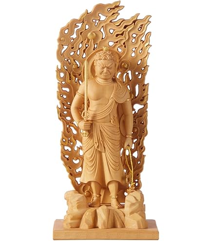 Amazon.co.jp: 極小仏 不動明王 11.5cm（木製：ツゲ 金泥仕上）＿仏像