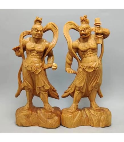 Amazon｜木彫 彫刻 ツゲ 柘植 高さ11cm 韋駄天立像 関羽立像 彫刻仏像