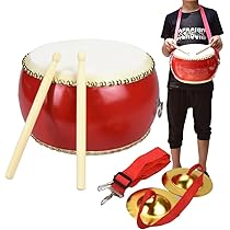 Amazon | 和太鼓セット ミニシンバル付き バチ&首掛けストラップ 牛革