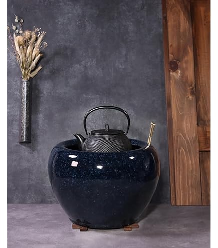 Amazon.co.jp: 火鉢 セット 5点セット（本体・五徳・火箸・焼杉台・灰