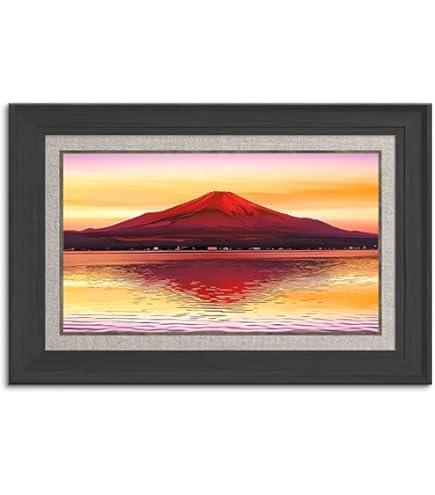 Amazon.co.jp: OTAART 徳田春邦油絵額F6金 「赤富士」 1102840 0208al