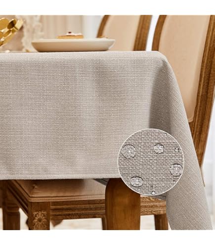 Amazon｜テーブルクロス 綿100％ 無地 140*220cm 防水 滑り止め すべり