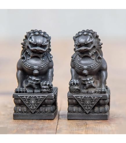 Amazon.co.jp: 九谷焼大吉玉乗り獅子しし縁起物置物陶器狛犬金彩魔除け