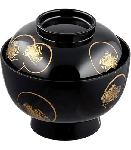 Amazon.co.jp: CK24輪島塗木製漆器蔦金蒔絵黒塗椀二客切金伝統工芸品漆