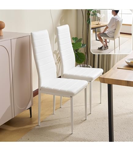 Amazon｜vidaXL ダイニングチェア 2点セット ホワイト 合成皮革