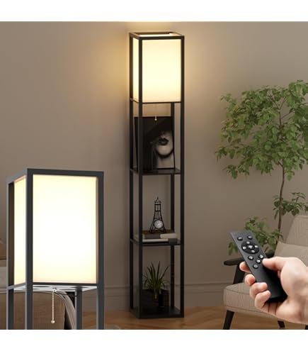 Amazon.co.jp: フロアスタンド 棚付き 3段 木製 フロアライト フロア