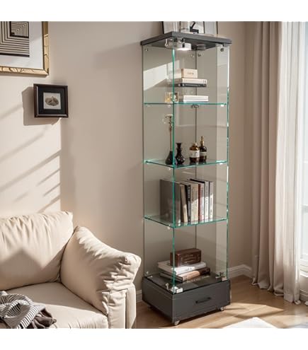 Amazon.co.jp: モダン長方形コーヒーテーブル 強化ガラス天板+MDF収納