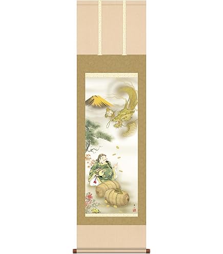 Amazon.co.jp: 掛軸 宮本武蔵 複製画（布袋観闘鶏図）(掛け軸 尺五立