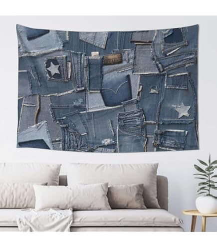 Amazon.co.jp: タペストリー デニム パターン アニメ 壁掛け おしゃれ