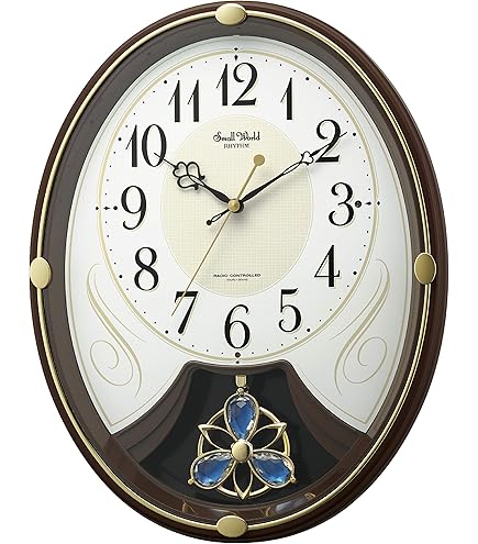 Amazon.co.jp: リズム(RHYTHM) 掛け時計 電波時計 18曲 メロディ 木目