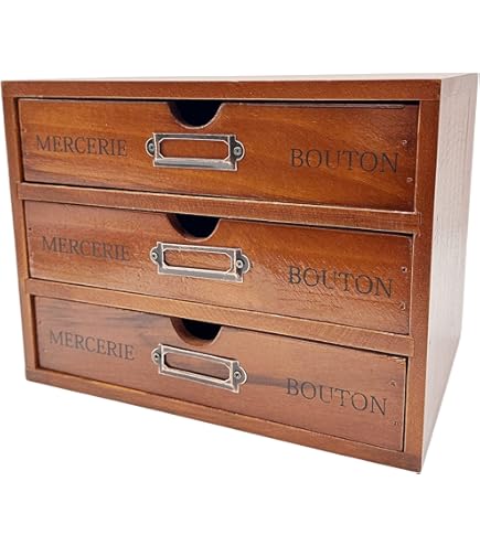 Amazon｜Ansimple ビンテージ風 ナチュラルな 木製 引出し付き 小さめ