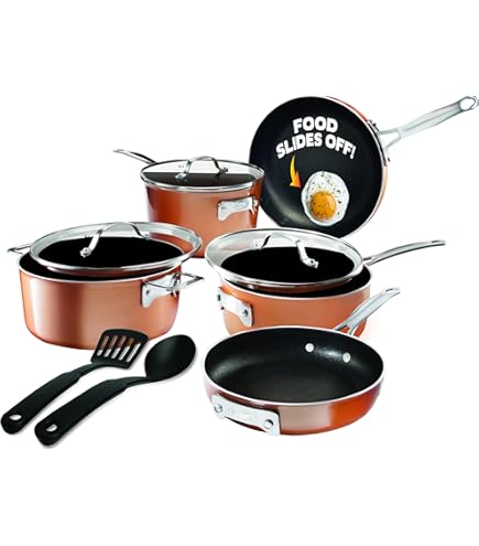 Amazon.co.jp: GOTHAM STEEL 銅製鍋とフライパン10点セット ノン
