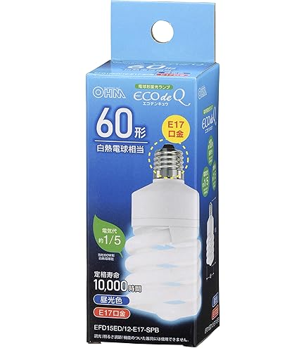 Amazon | NEC 電球形蛍光灯 コスモボール・ミニ 60W E17 昼白色 2個入